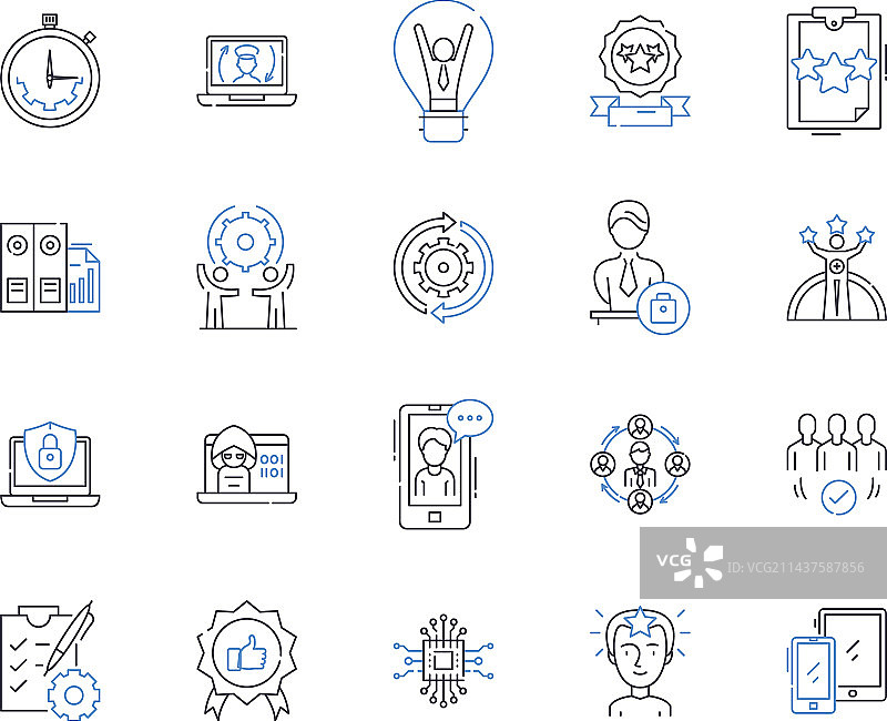 战略联盟线性图标合集图片素材