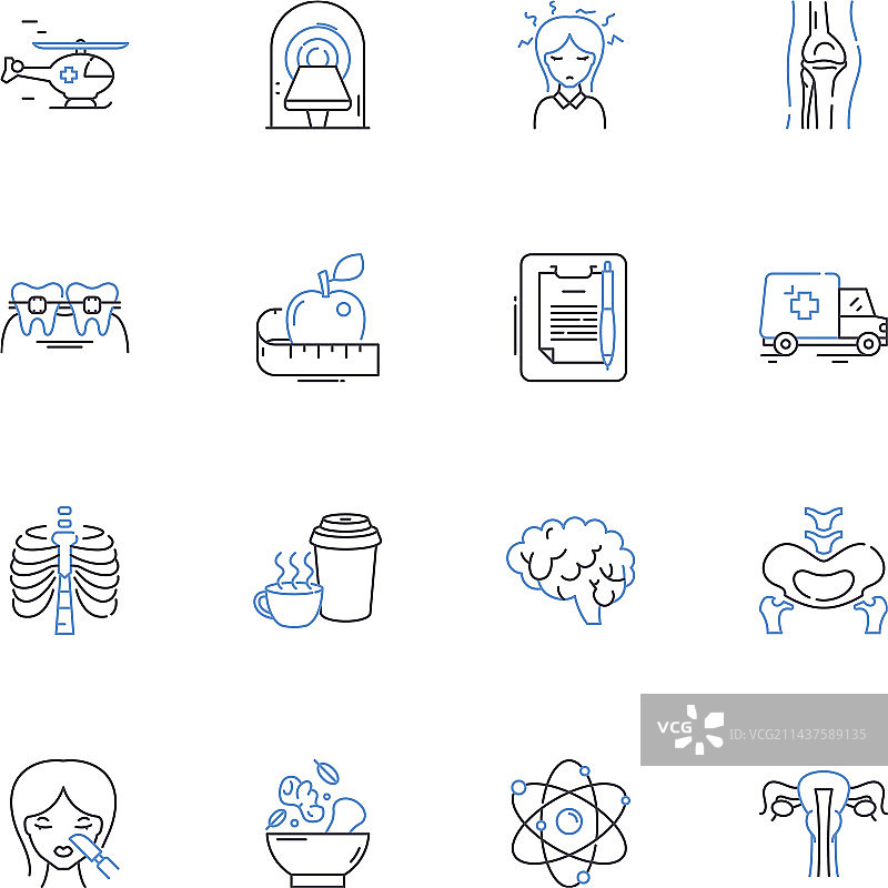 公共卫生倡议线性图标合集图片素材