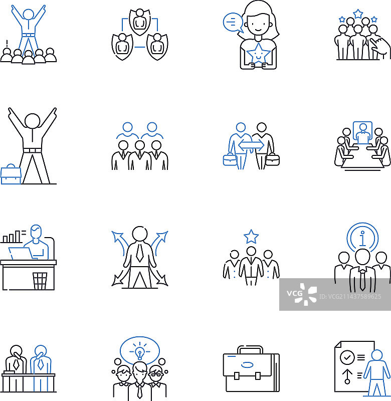 政策线条图标合集：治理规则图片素材