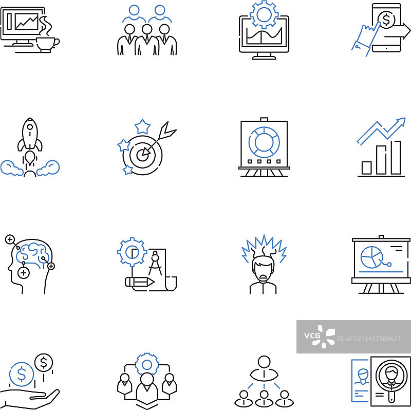 创业愿景线性图标合集图片素材