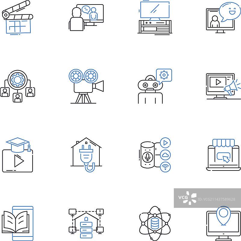 信息集团线性图标合集图片素材