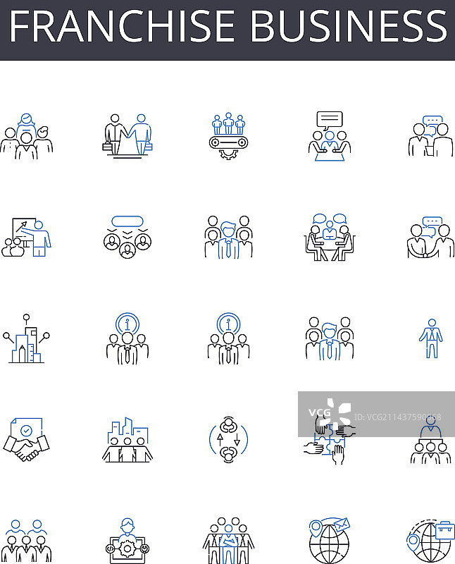 特许经营业务线性图标合集图片素材