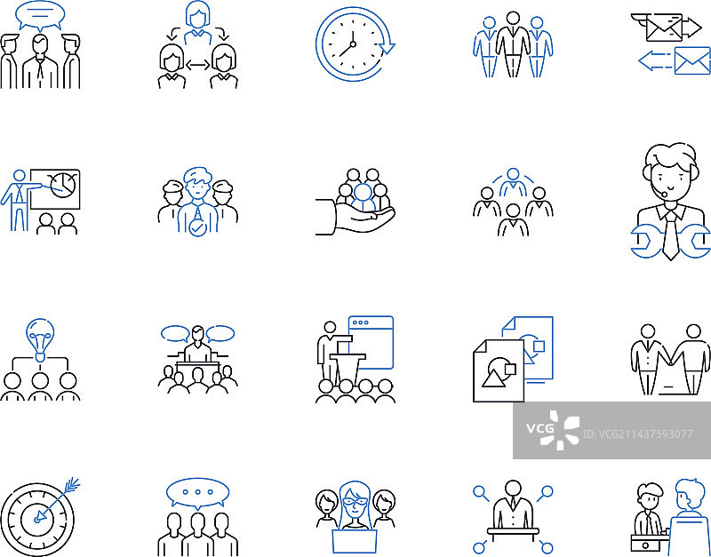 协作会议线性图标集合图片素材