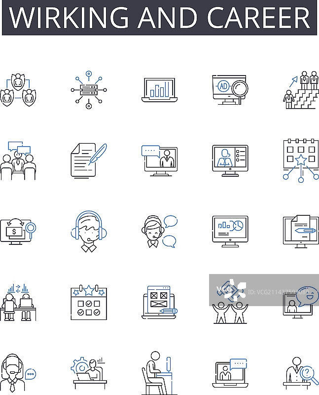 工作与职业线性图标合集图片素材