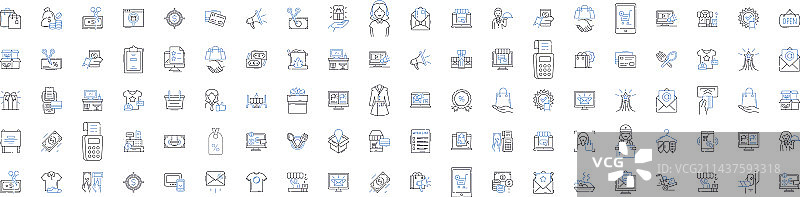 商店购物系列线性图标，零售购买图片素材