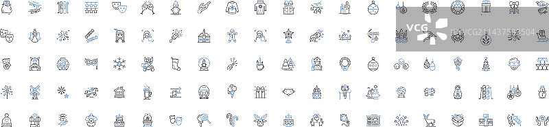 快乐的人们线性图标合集图片素材