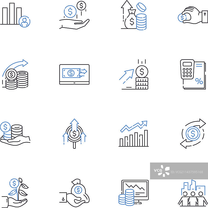 资产采购线性图标合集图片素材