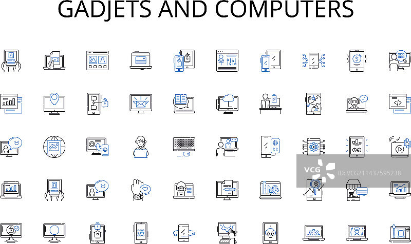 小工具和电脑线性图标合集图片素材
