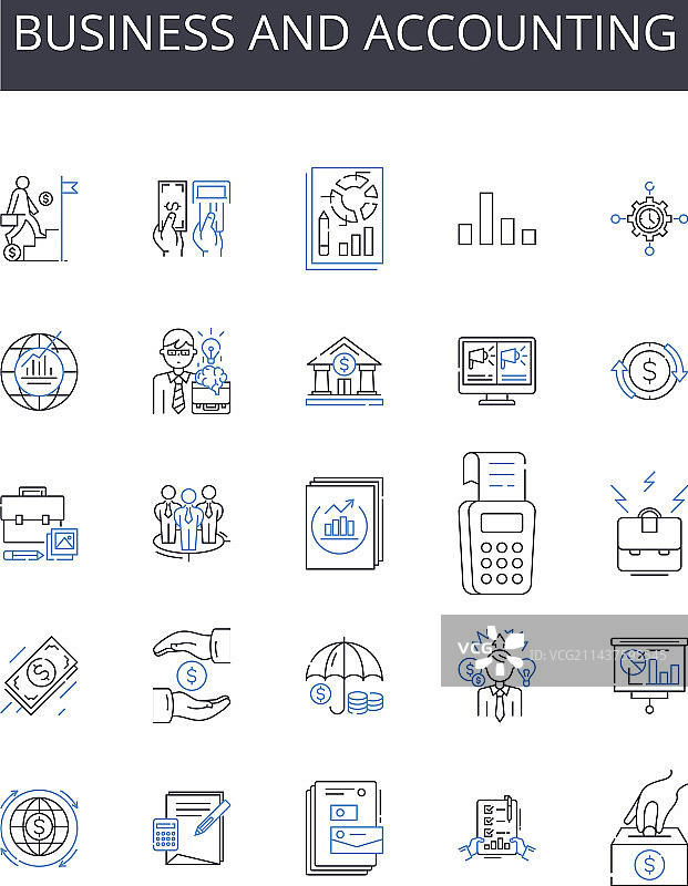 商业和会计线性图标合集图片素材