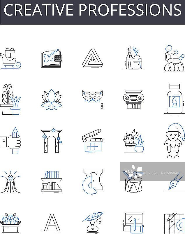 创意行业线性图标合集图片素材