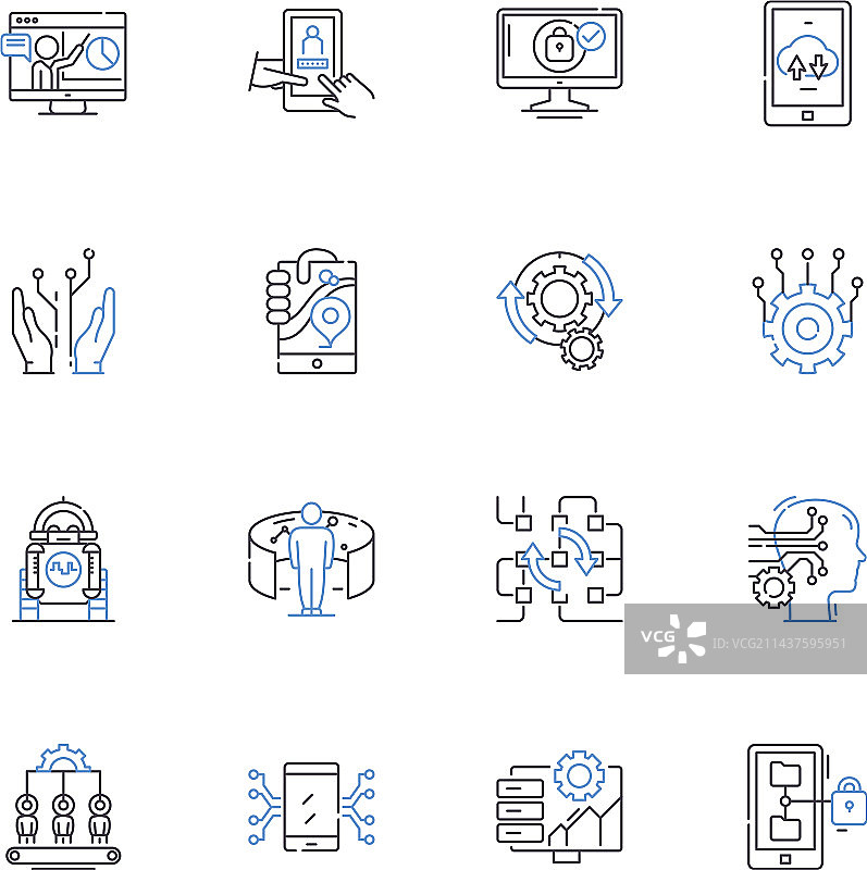 数据挖掘线性图标合集图片素材