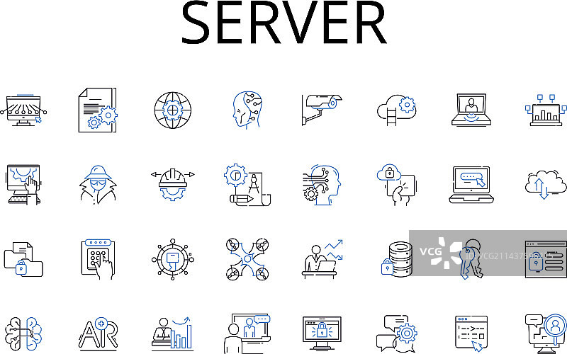 服务器线性图标合集图片素材
