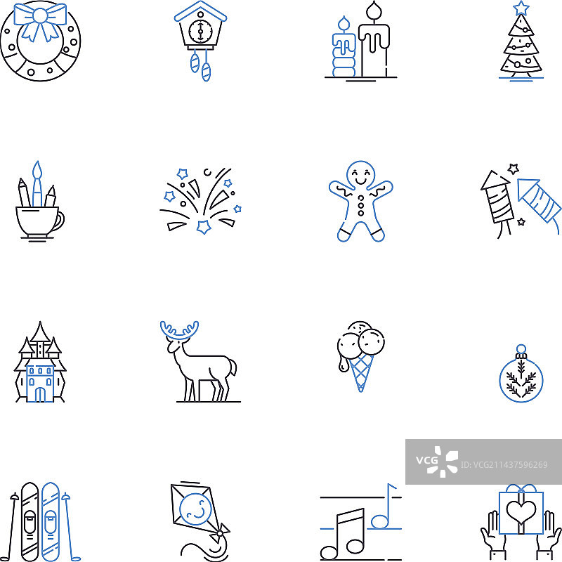 表达感谢的灵魂线性图标集合图片素材