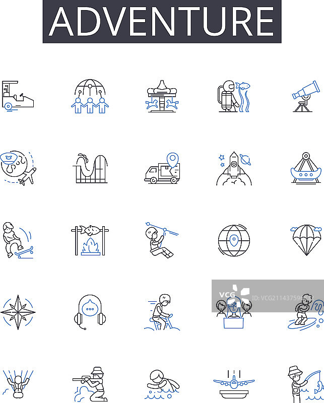 探险旅程线性图标合集图片素材