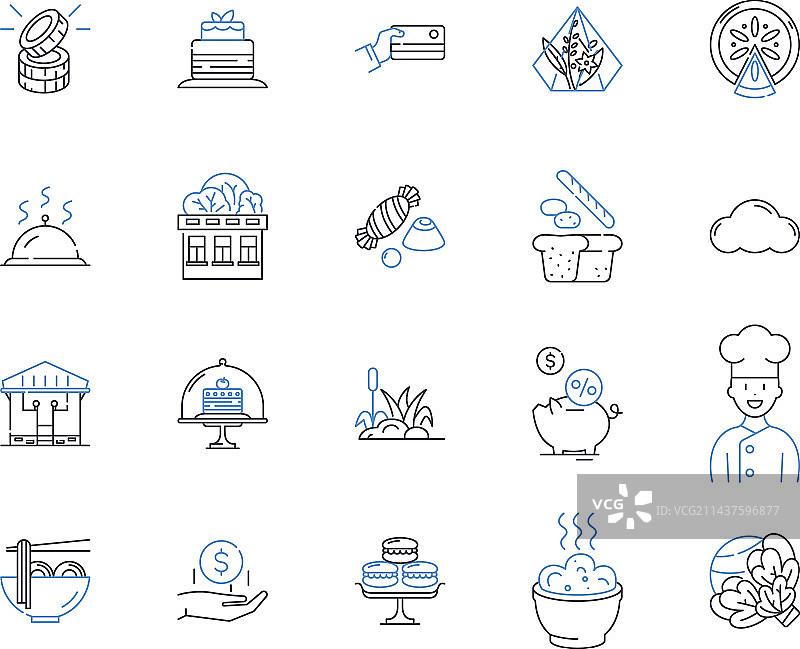 融合菜系线性图标合集图片素材