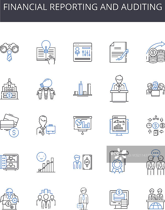 金融报告和审计线性图标图片素材