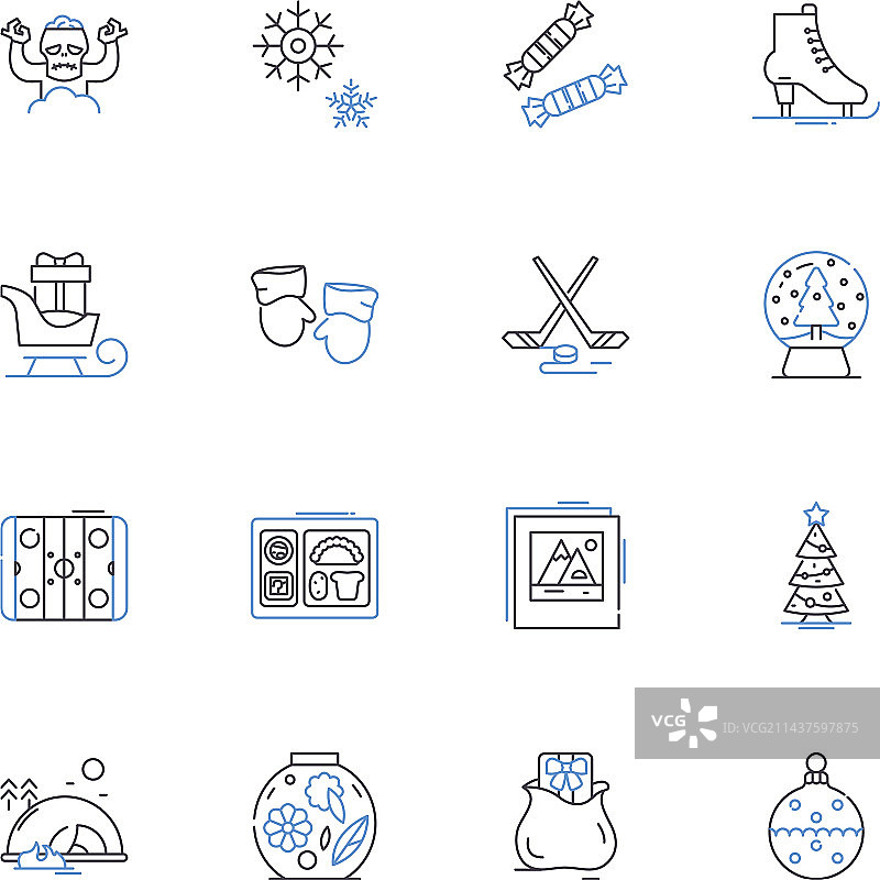 北极线条图标合集：冰雪极地图片素材