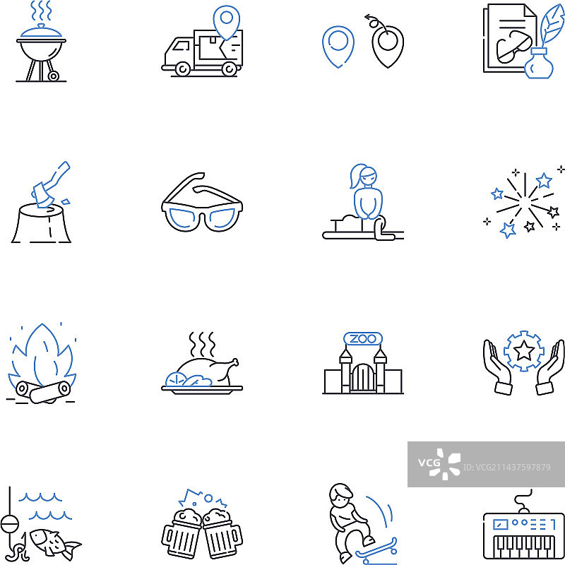 祝贺时刻线性图标合集图片素材