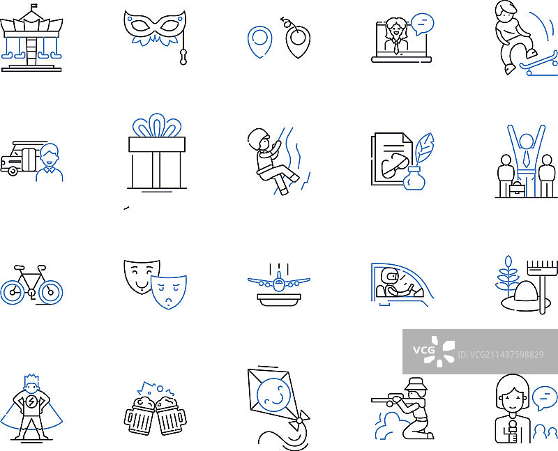 幸福的喘息线图标集合宁静图片素材