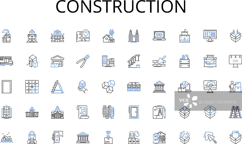 建筑线性图标合集图片素材
