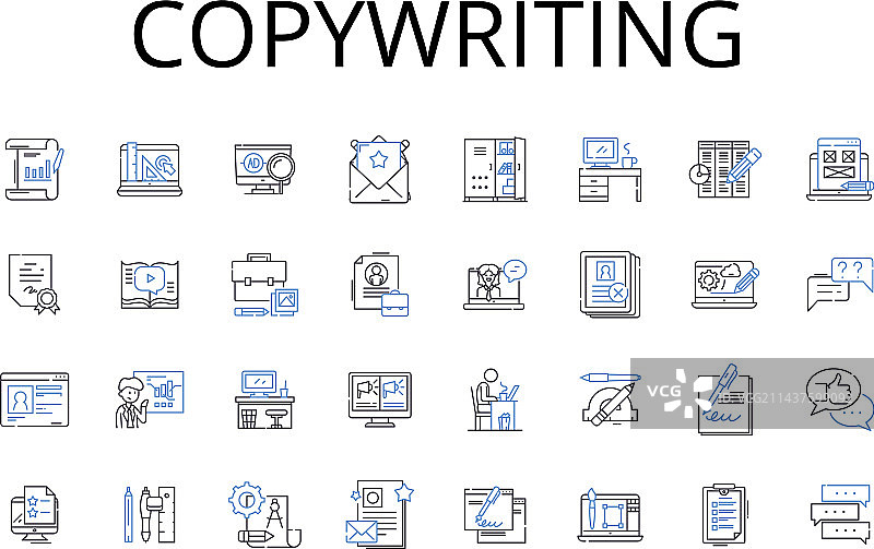 文案写作线性图标集合图片素材