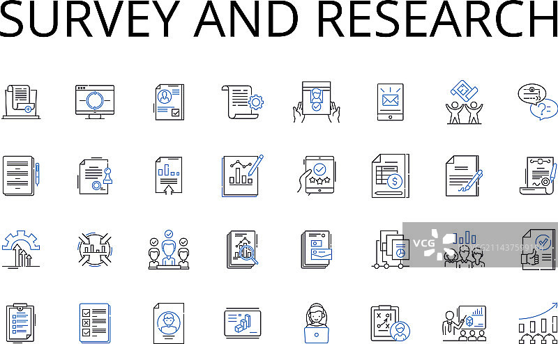 调查和研究线性图标合集图片素材