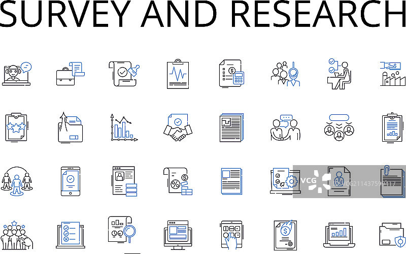 调查和研究线性图标合集图片素材