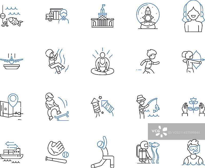 郊游主题线性图标合集：探险与自然图片素材