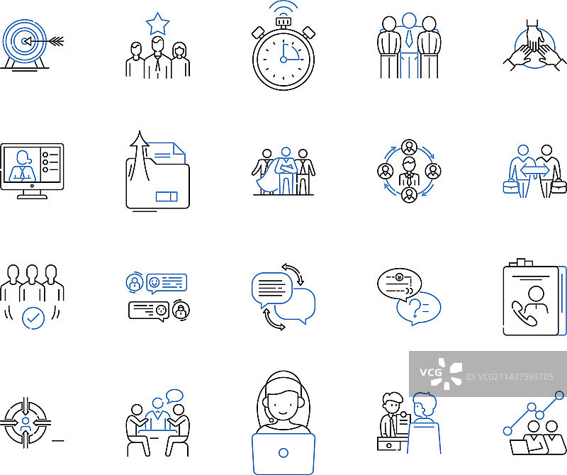 绩效评估线性图标合集图片素材