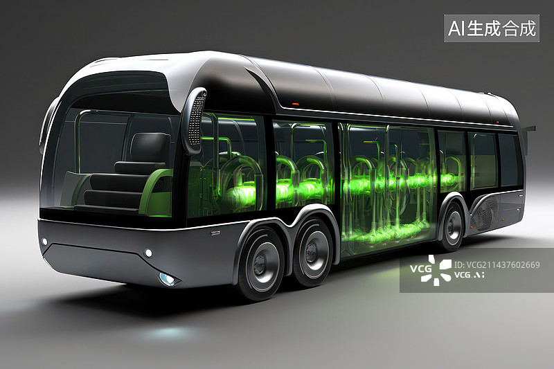 【AI数字艺术】新能源巴士图片素材