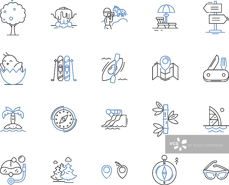 漂流运动线性图标集合激流图片素材