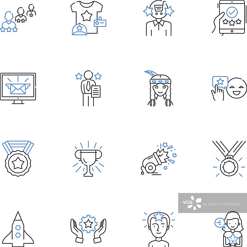 有影响力的变革者线性图标合集图片素材