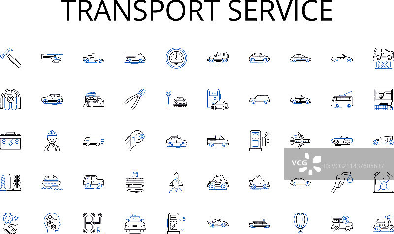 交通运输服务线性图标合集图片素材