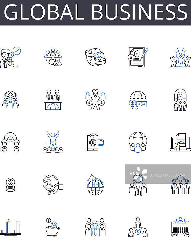 全球商务线性图标合集图片素材