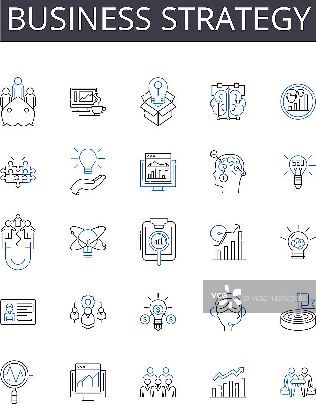 商务策略线性图标合集图片素材