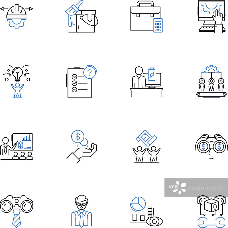 员工保留忠诚度线性图标合集图片素材