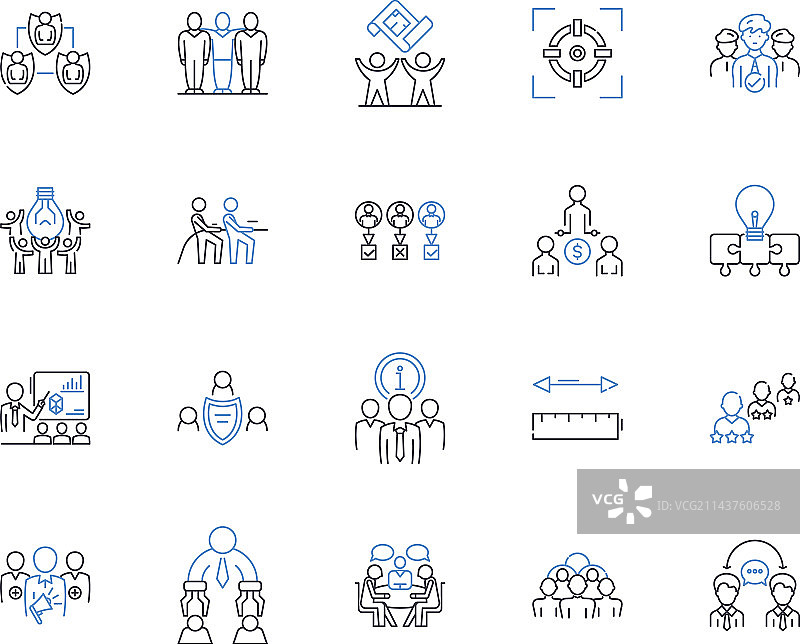 内聚力线条图标集合：粘附结合图片素材