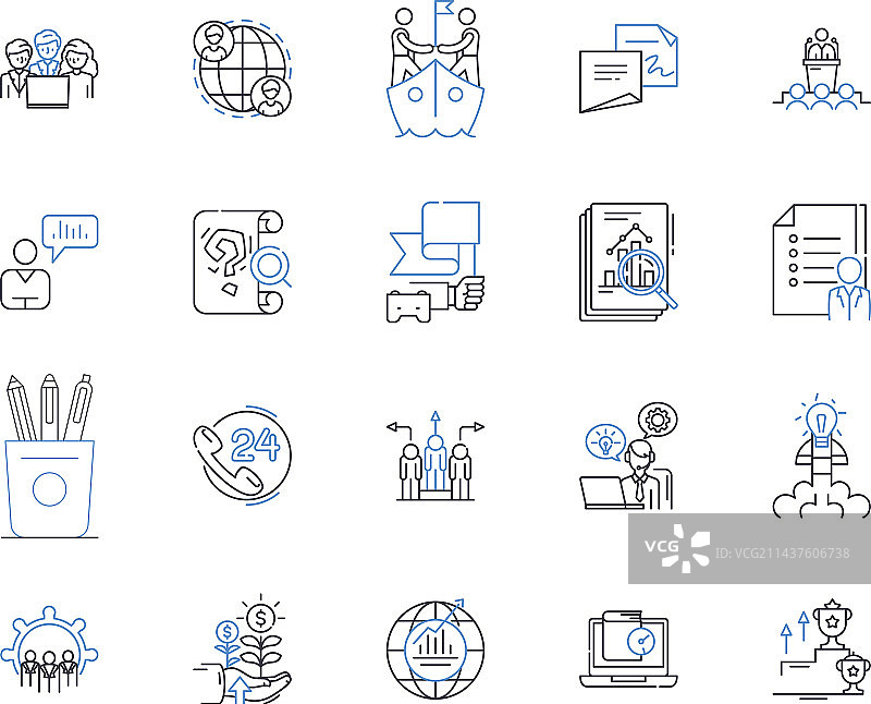 市场收入线性图标集合利润图片素材