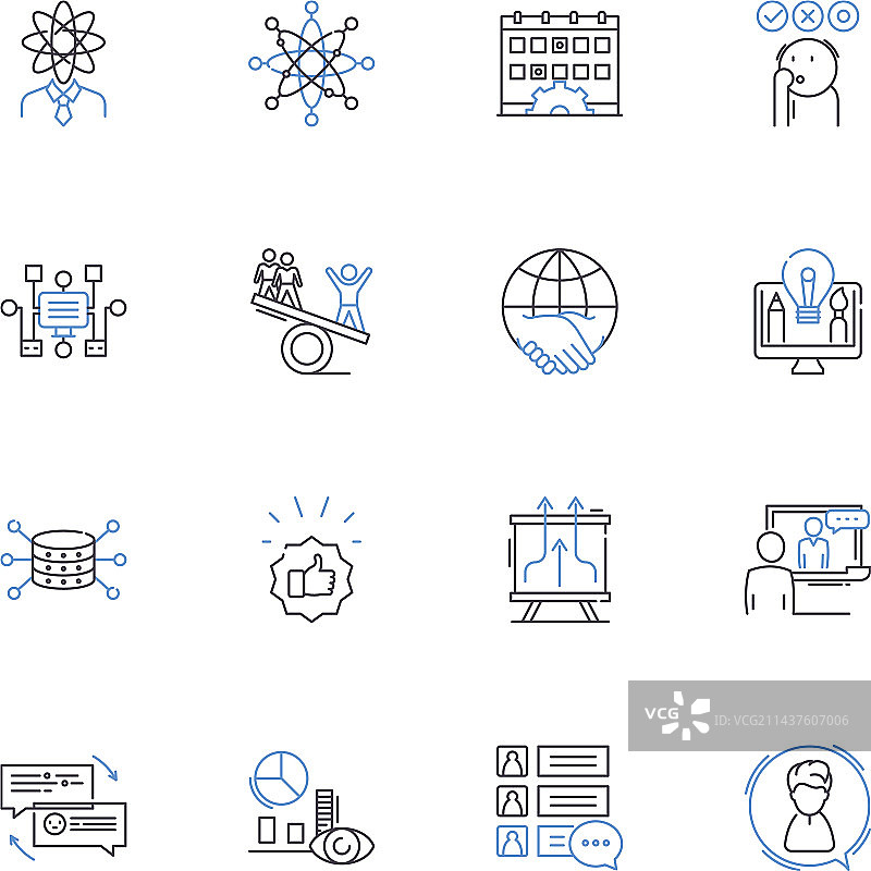 合作合资企业线性图标合集图片素材