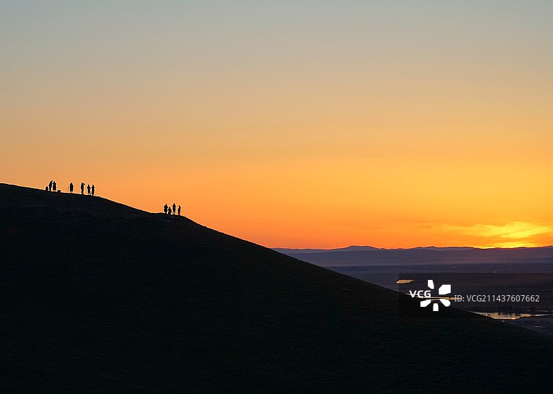 呼伦贝尔黑山头日落的美景图片素材