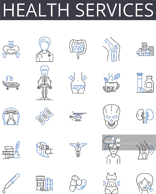 医疗健康服务线性图标图片素材