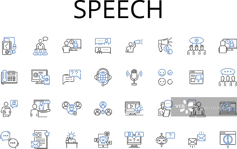 演讲系列线性图标，包含交付与演讲图片素材