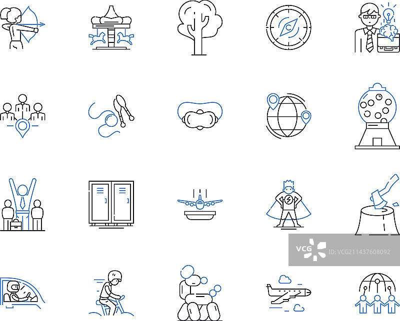 跑步运动线条图标合集图片素材