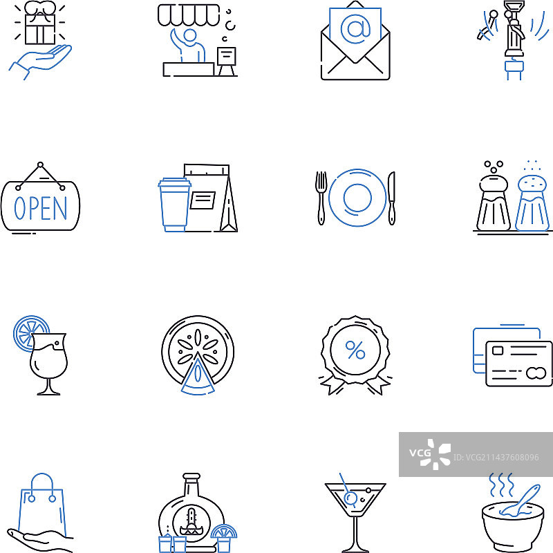 美食餐饮线性图标合集图片素材