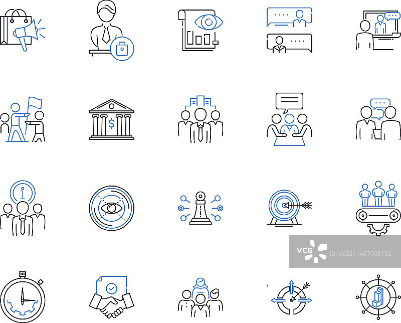 经济联盟线性图标合集：一体化图片素材