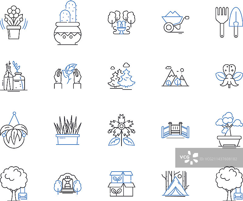 庭院中庭线条图标系列：宁静图片素材