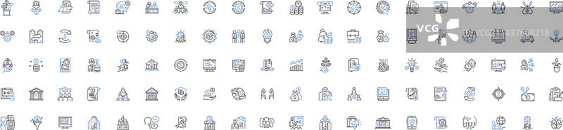 商业规划策略线性图标合集图片素材