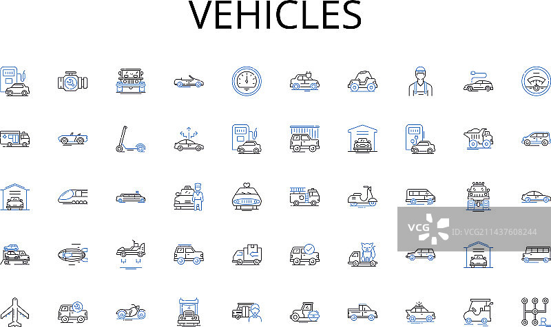 在线科技车辆线性图标合集图片素材