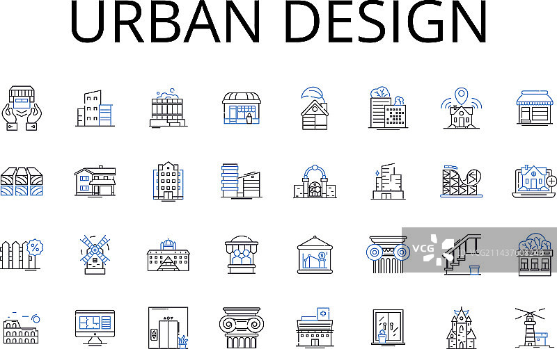 城市设计线条图标合集平面设计图片素材