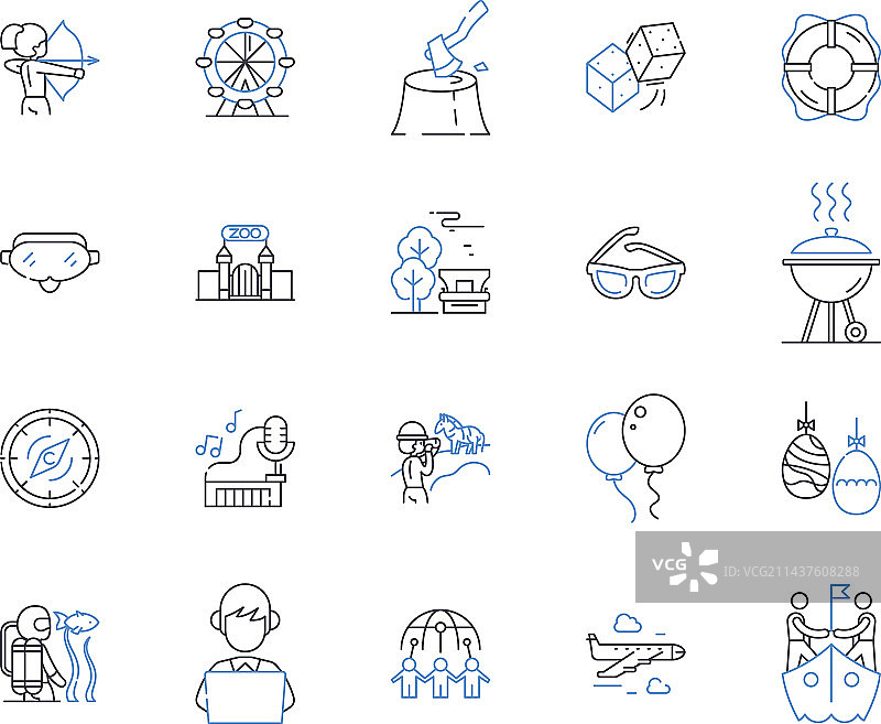 令人愉悦的休闲线性图标合集图片素材